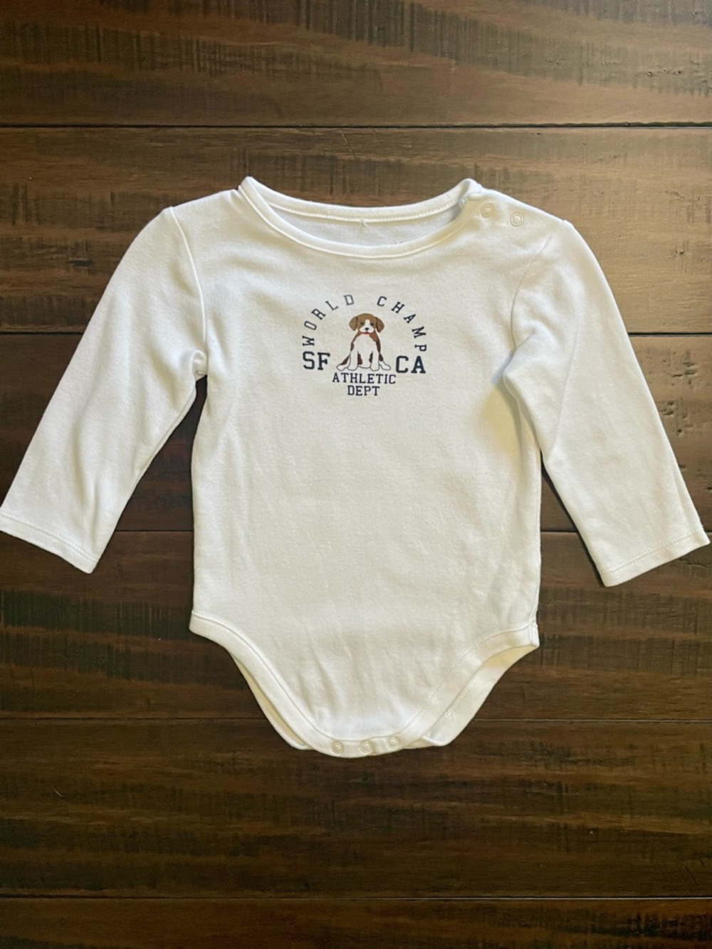 Janie and Jack White Long Sleeve Logo Onesie